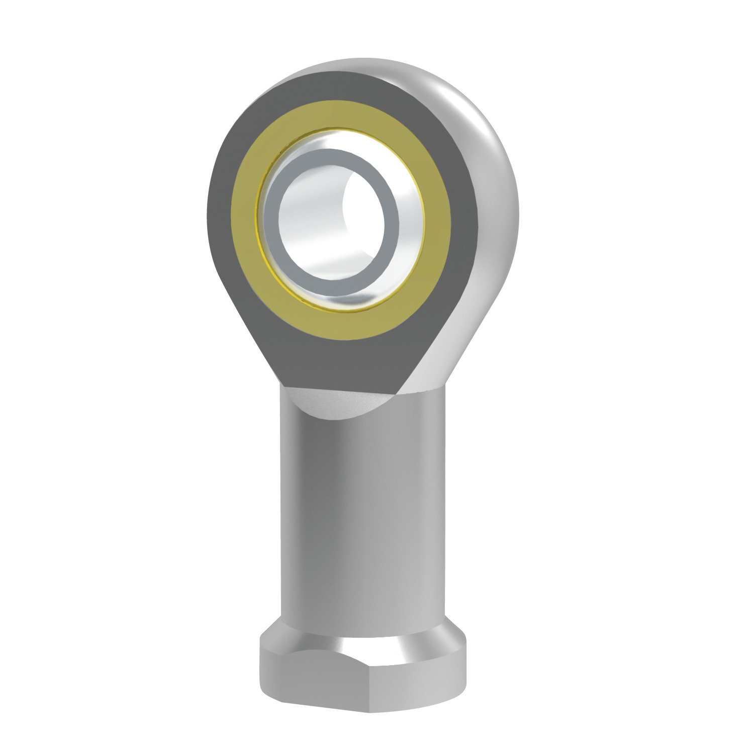 silver coloured Female Heavy-Duty Rod End - left hand thread